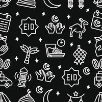sömlös mönster av ramadan på en svart bakgrund. ritad för hand vektor illustration.