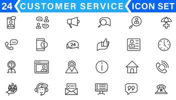 Kunde Bedienung Symbol Satz. enthält Kunde befriedigt, Hilfe, Erfahrung, Rückmeldung, Operator und technisch Unterstützung Symbole vektor