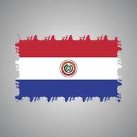 paraguays flagga med akvarell målad pensel vektor
