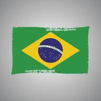 Brasilien flagga med akvarell målad pensel vektor