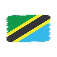 Tansania-Flagge mit Aquarell gemaltem Pinsel vektor