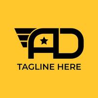 Anzeige Star Flügel Monogramm Logo Design Vektor mit Gelb Hintergrund