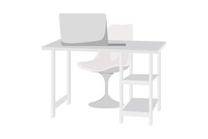 modern söt vacker skrivbord med stol bord för hus och kontor isolerad med vit färg vektor