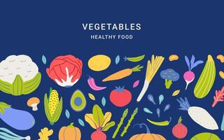 friska grafisk baner med organisk grönsaker vektor