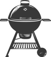 ai generiert Silhouette ein Grill Grill Versatz Raucher oben Nieder schwarz Farbe nur vektor