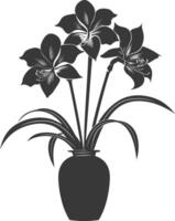 ai generiert Silhouette Amaryllis Blume im das Vase schwarz Farbe nur vektor