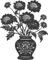 ai generiert Silhouette Aster Blume im das Vase schwarz Farbe nur vektor