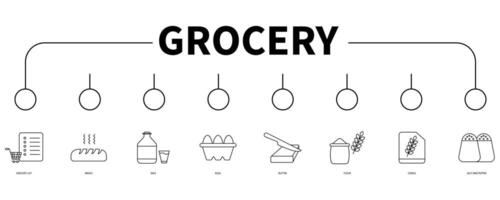 Lebensmittelgeschäft Banner Netz Symbol Vektor Illustration Konzept