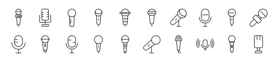 mikrofon linje ikoner samling. redigerbar stroke. enkel linjär illustration för webb webbplatser, tidningar, artiklar bok vektor