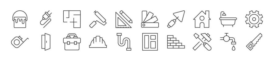 Gebäude und Konstruktion Linie Symbole Sammlung. editierbar Schlaganfall. einfach linear Illustration zum Netz Websites, Zeitungen, Artikel Buch vektor