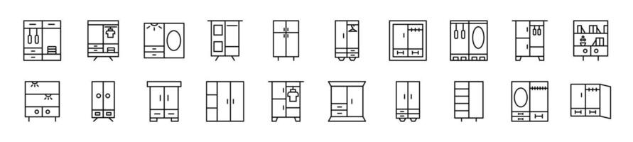 Sammlung von Gliederung Symbol von Möbel. editierbar Schlaganfall. einfach linear Illustration zum Shops, Geschäfte, Banner, Design vektor