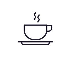Küche und Kochen Konzept. Vektor Zeichen gezeichnet mit schwarz dünn Linie. editierbar Schlaganfall. Linie Symbol von Tasse von Tee oder Kaffee
