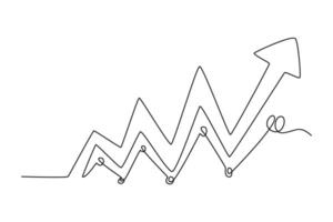 kontinuierlich einer Linie Zeichnung Diagramme, Diagramme, Pläne, Grafiken Konzept zum Geschäft Präsentation. Gekritzel Vektor Illustration.