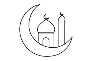 kontinuerlig ett linje ramadan symbol. moské, eid mubarak, eid fitr vektor linje begrepp översikt vektor konst illustration