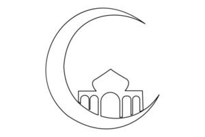 kontinuerlig ett linje ramadan symbol. moské, eid mubarak, eid fitr vektor linje begrepp översikt vektor konst illustration