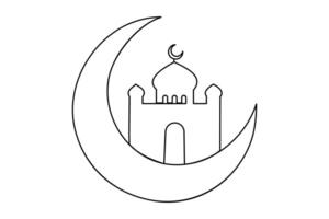 kontinuerlig ett linje ramadan symbol. moské, eid mubarak, eid fitr vektor linje begrepp översikt vektor konst illustration