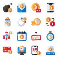 uppsättning av digital pengar platt ikoner vektor