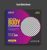 Fitness-Studio-Flyer Social-Media-Post und Web-Banner-Vorlage pro Download