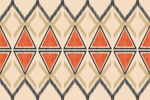 traditionell ethnisch Ikat Motiv Stoff Muster Hintergrund geometrisch .afrikanisch Ikat Stickerei ethnisch Muster braun Sahne Hintergrund Hintergrund. abstrakt, Vektor, Illustration. Textur, Rahmen, Dekoration. vektor