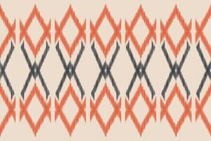 traditionell ethnisch Ikat Motiv Stoff Muster Hintergrund geometrisch .afrikanisch Ikat Stickerei ethnisch Muster braun Sahne Hintergrund Hintergrund. abstrakt, Vektor, Illustration. Textur, Rahmen, Dekoration. vektor