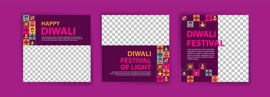 Social-Media-Post-Vorlage für die Diwali-Feier. buntes neogeometrisches Poster für die Diwali-Feier. vektor