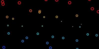 dunkelblauer, roter Vektorhintergrund mit Virensymbolen. vektor