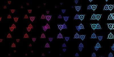 dunkelblauer, roter Vektorhintergrund mit Mysteriumsymbolen. vektor