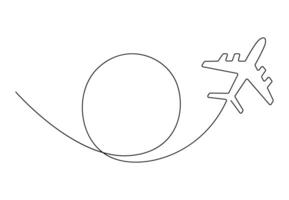 kontinuerlig ett linje teckning av flygplan linje väg. vektor ikon av flygplan flyg rutt med Start punkt. isolerat på vit bakgrund vektor illustration