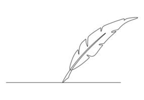 einer Linie Zeichnung Vogel Feder vektor