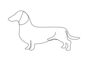 kontinuierlich einer Linie Zeichnung von süß Dackel Hund Vektor Illustration