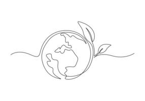 kontinuerlig ett linje teckning av en värld Karta vektor illustration