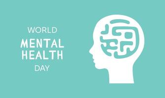 Banner Welt mental Gesundheit Tag. Mensch Kopf mit ein Labyrinth. Vektor eben Illustration