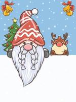 süße gnome illustration mit hirsch weihnachten vektor