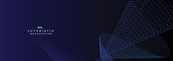 dunkel Blau Grün Gradient fließend Punkt winken Partikel geometrisch Technologie abstrakt Banner Hintergrund. Digital futuristisch Marine Blau gepunktet Welle Konzept zum Wissenschaft, Musik- Abdeckung, Webseite, Header vektor