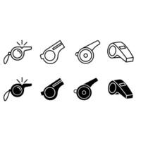pfeifen Symbol Vektor Satz. Trainer Illustration Zeichen Sammlung. Ausbildung Symbol. Sport Logo.