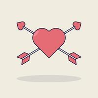 kärlek hjärta med korsa pilar design vektor