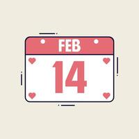 februari 14 kalender ikon i platt stil. valentines dag vektor illustration