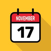 Kalender 17 November Vektor Illustration Hintergrund Design.