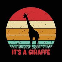 Giraffe Tiere Jahrgang t Hemd Design vektor