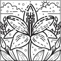 Lilie Färbung Seiten. Lilie Blume Gliederung Vektor zum Färbung Buch
