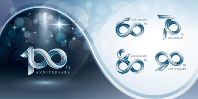einstellen von 60 zu 100 Jahre Jahrestag Logo Design, feiern Jahrestag Logo vektor