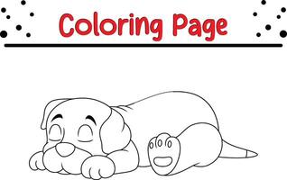 süß Hund Schlafen Färbung Seite zum Kinder. Tier Färbung Buch vektor