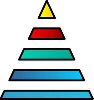 pyramid Diagram linje fylld lutning ikon vektor