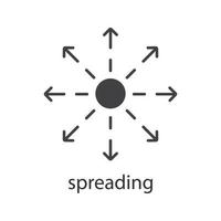 Verbreitung von Glyphensymbol. Silhouette-Symbol. Verteilung abstrakte Metapher. negativer Raum. isolierte Vektorgrafik vektor