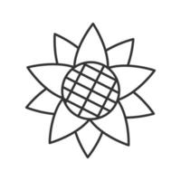 Sonnenblumenkopf lineares Symbol. Helianthus Landwirtschaft dünne Linie Abbildung. Symbol für die Kontur der blühenden Pflanze. Vektor isolierte Umrisszeichnung