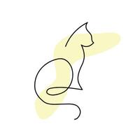 Katze einer Linie Kunst handgemacht vektor