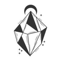 kristall ikon med grenar och stjärnor, illustration isolerat på vit bakgrund. vektor
