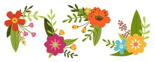einstellen von Blumen- Clip Art von Blumen und Blätter. Blumen- Ecke Clip Art. Vektor Illustration zum Design
