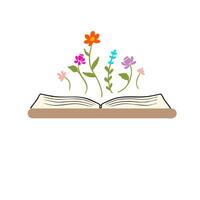 öffnen Buch Wildblumen Blumen- Wiese Clip Art Illustration vektor