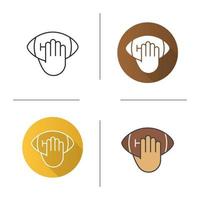 Hand werfen American-Football-Ball-Symbol. flaches Design, lineare und Farbstile. isolierte vektorillustrationen vektor